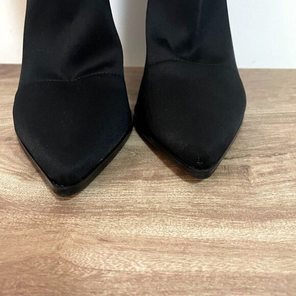 Tony Bianco Black Lila Fitted Pointed Toe High Block Heel 7 Baddie Edgy Stretchy - Picture 5 of 8